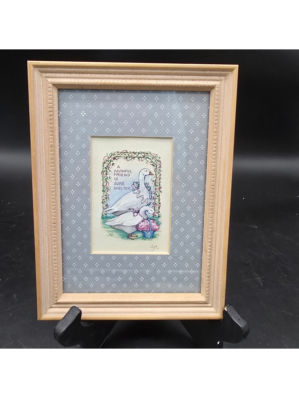 Vintage 1989 Figi Graphics Country Geese Framed Art Debra Jordan Meyer 8.5"x6.5"